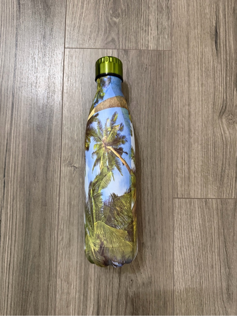 Tropical Palm Print Insulated Water Bottle - Green